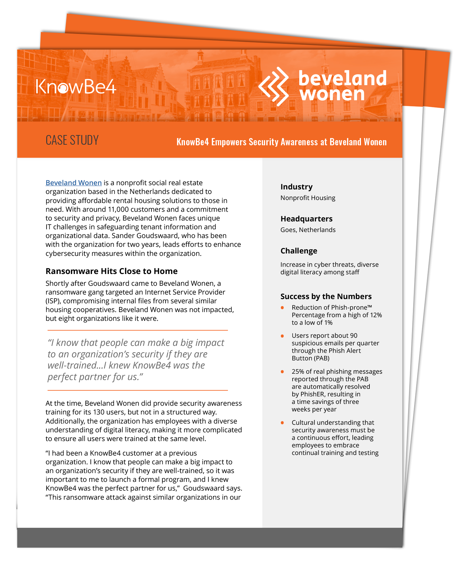 KnowBe4 Empowers Security Awareness at Beveland Wonen